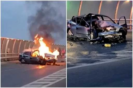 ȘOCANT! Tânăr de 26 de ani scapă miraculos din mașina în flăcări pe podul din Constanța – ce a găsit poliția când l-a testat