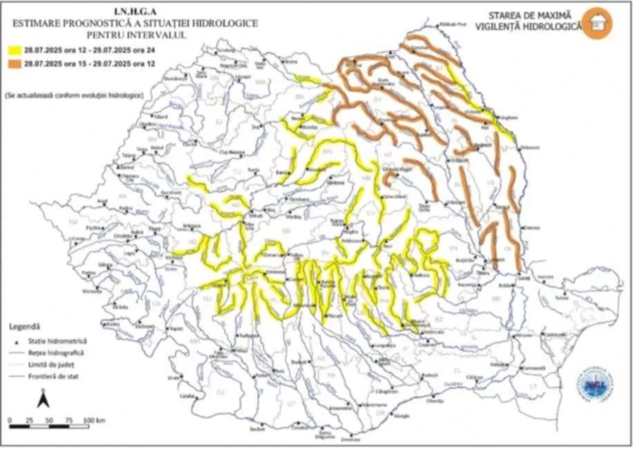 Cod galben de VIITURI! Apele se ridică periculos în Dâmbovița – autoritățile lansează ALERTĂ maximă