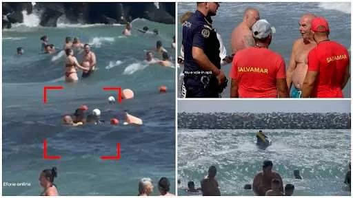 Bărbat de 69 de ani, încătușat pe plajă după ce a refuzat să iasă din apa periculoasă