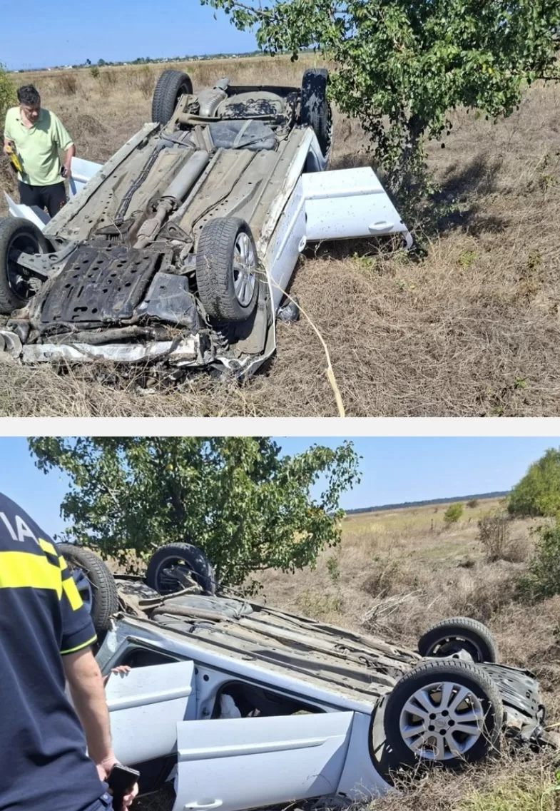 🚨 ȘOCANT: Mașină răsturnată violent in Dambovita – Femeie de 84 de ani, prinsă în capcana fierului contorsionat!