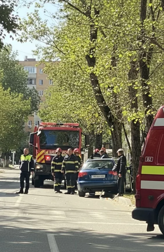 🚗💥 ȘOCANT în Târgoviște! Mașina s-a oprit direct în copac – Imagini de la fața locului! 😱🌳