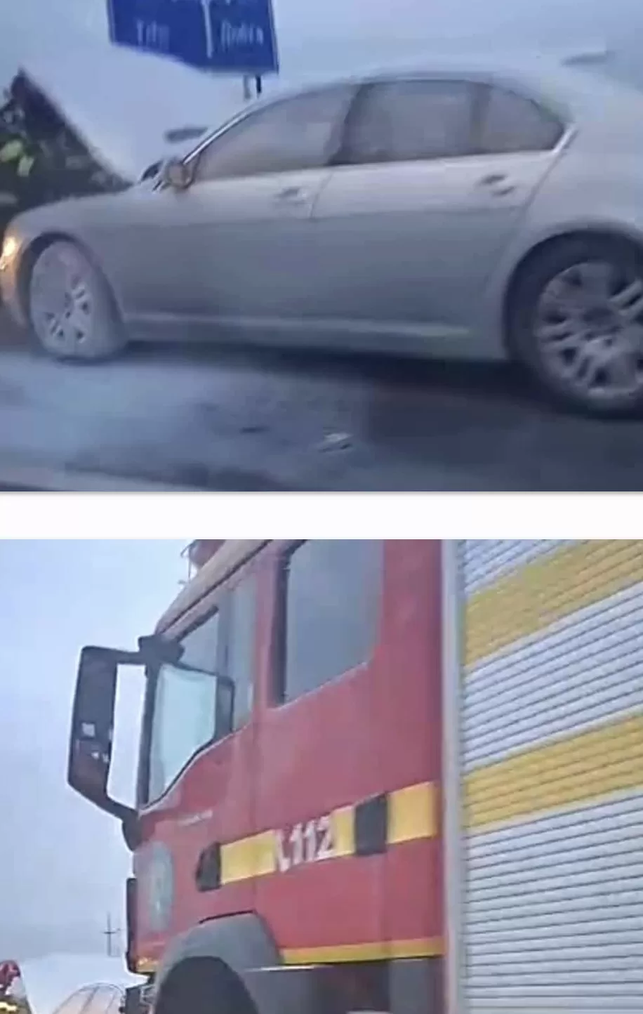 🔥🚗 MOMENTE DE GROAZĂ pe drum! Mașina a luat FOC în mers! Intervenție de URGENȚĂ a pompierilor! 🚒💨