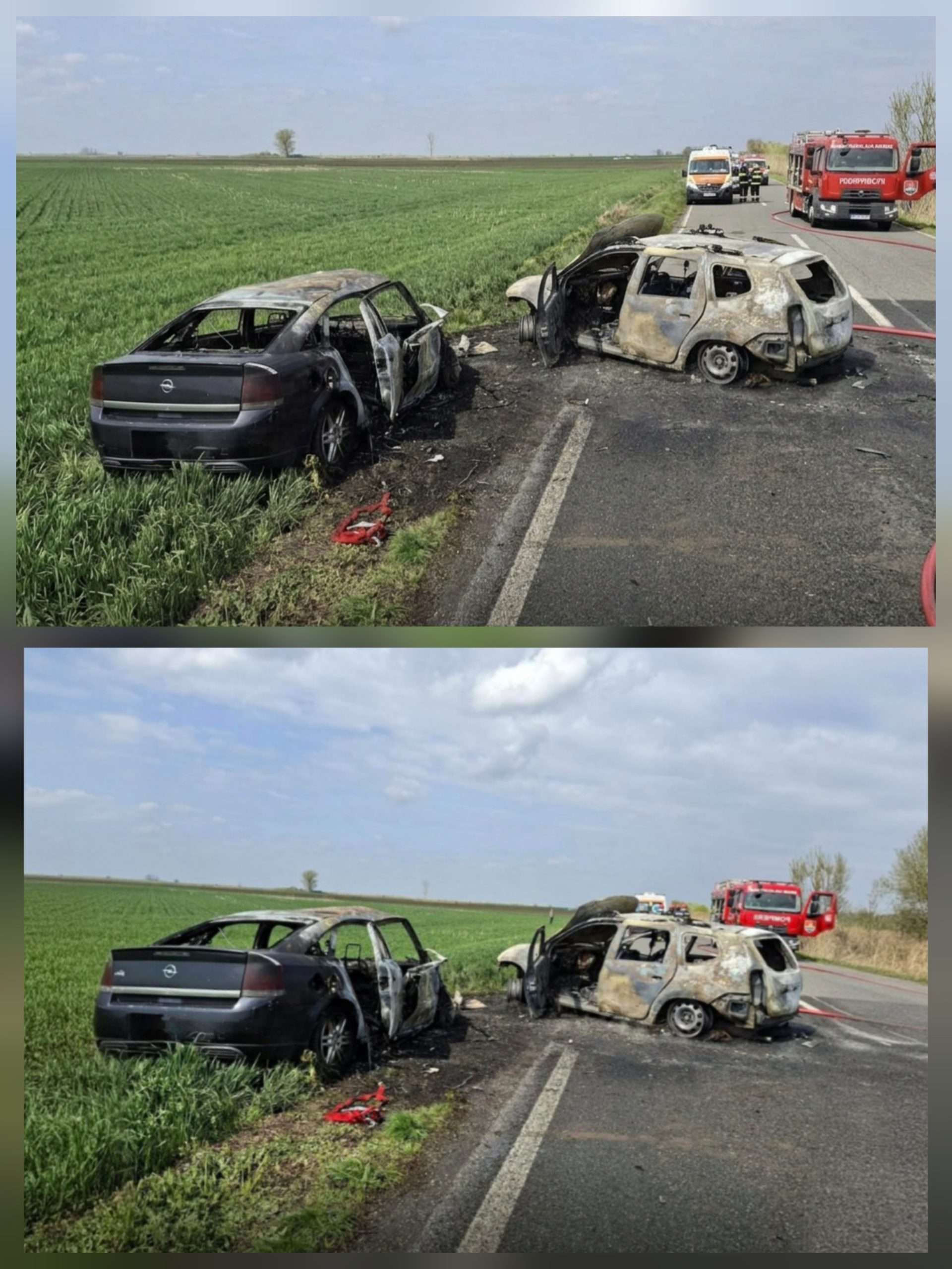 Impact devastator în Sâmbăta Paștelui: Două mașini în flăcări și elicopter SMURD mobilizat!