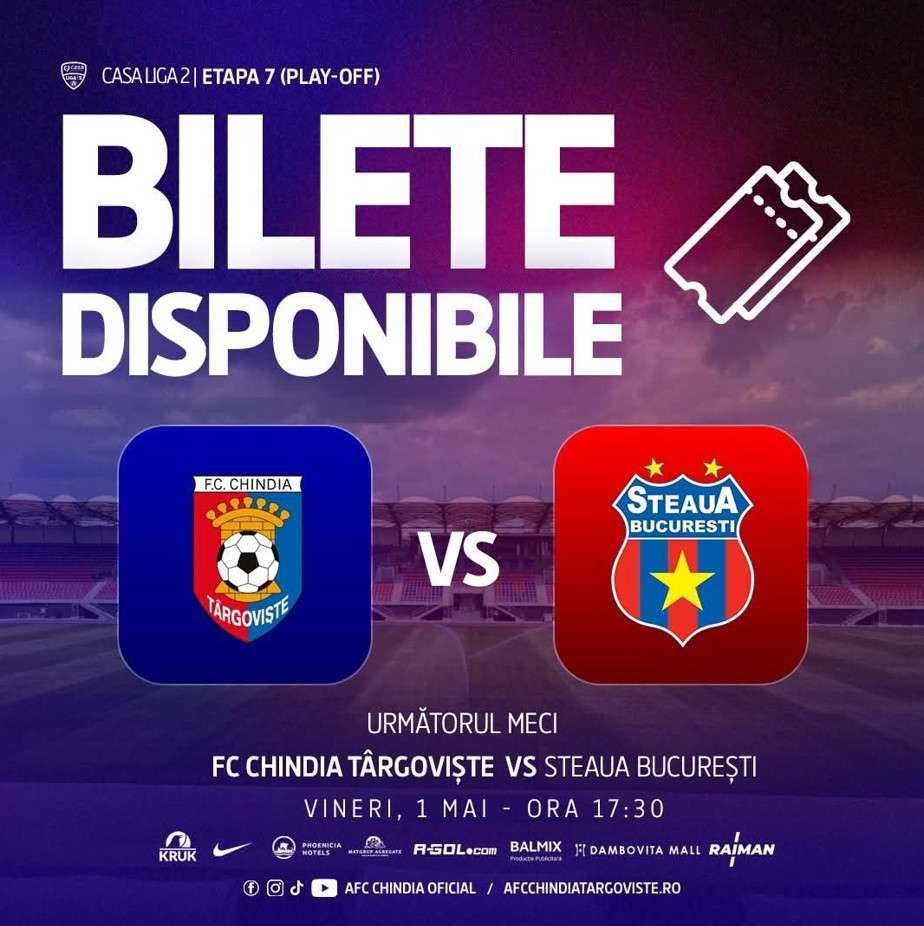 Bilete gratis la Chindia – Steaua! Mobilizare totală pe „Eugen Popescu” de 1 mai