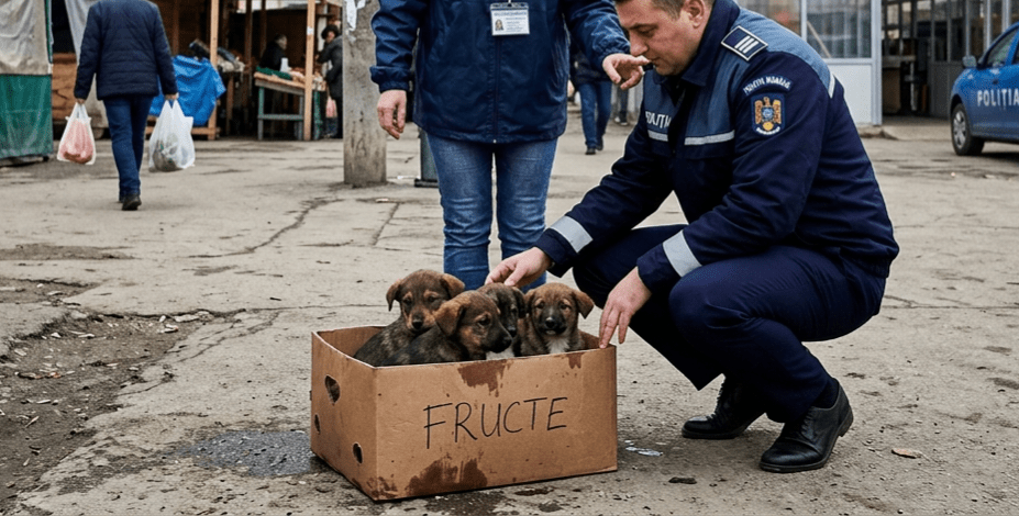 Gest revoltător în Găești: Patru căței abandonați în piață! Făptașii, prinși de Poliție