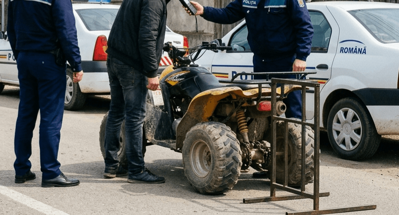 Combo de infracțiuni la Târgoviște! Beat și fără permis pe un ATV neînmatriculat 🚨