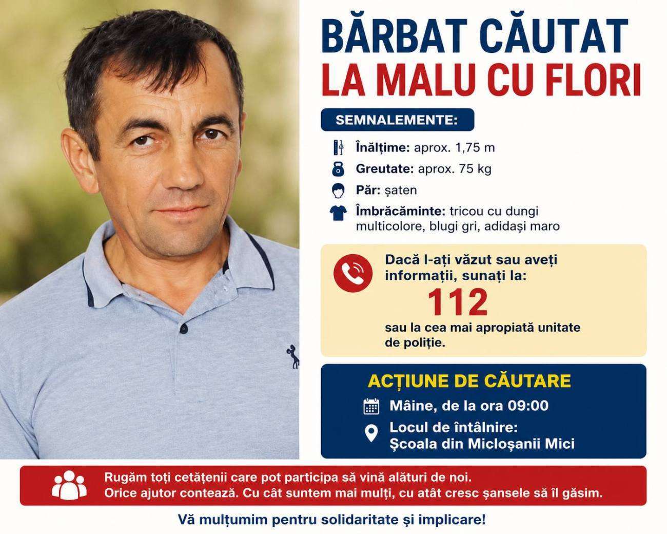 Mobilizare masivă în Dâmbovița! Toma a dispărut fără urmă: „Ajutați-ne să îl găsim!”