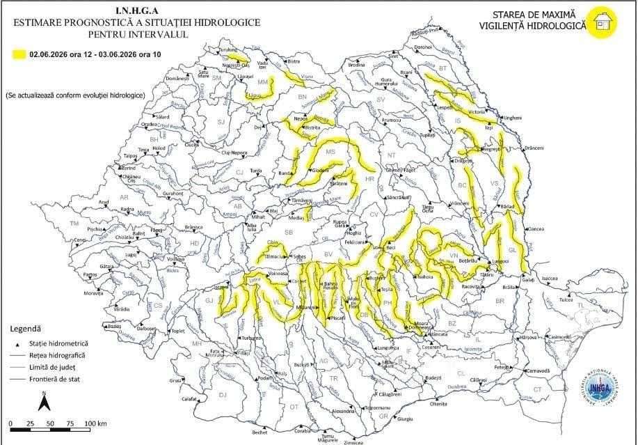 Atenție, Dâmbovița! Cod Galben de viituri rapide și inundații locale pe Ialomița și Argeș!