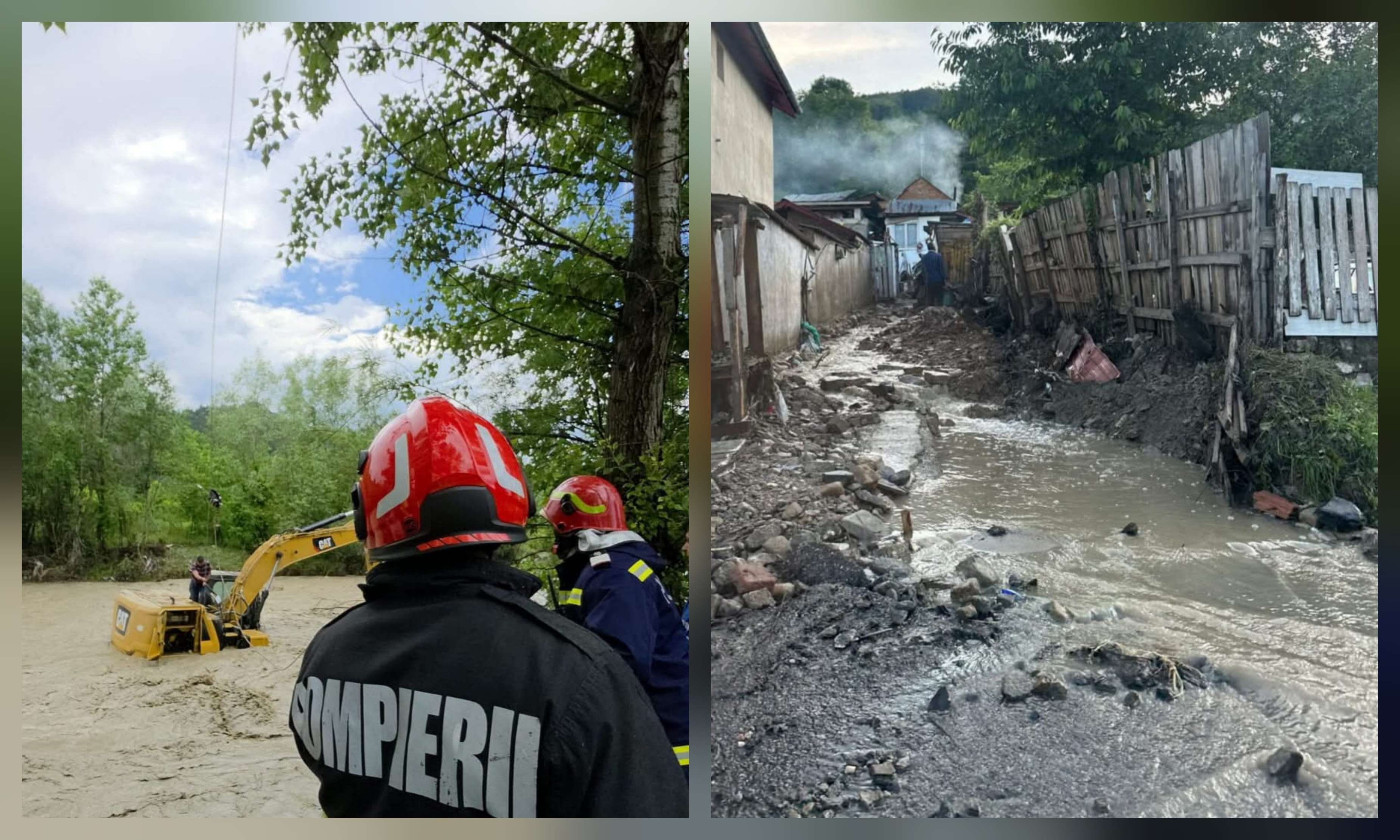 Viitură violentă în Dâmbovița! Bărbat salvat în ultimul moment cu elicopterul din calea apelor