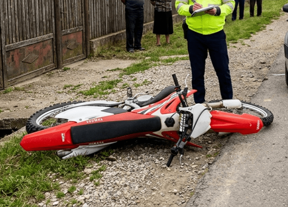 Accident grav în Miloșari: Un minor de 14 ani pe un motor neînmatriculat a intrat în mașină!