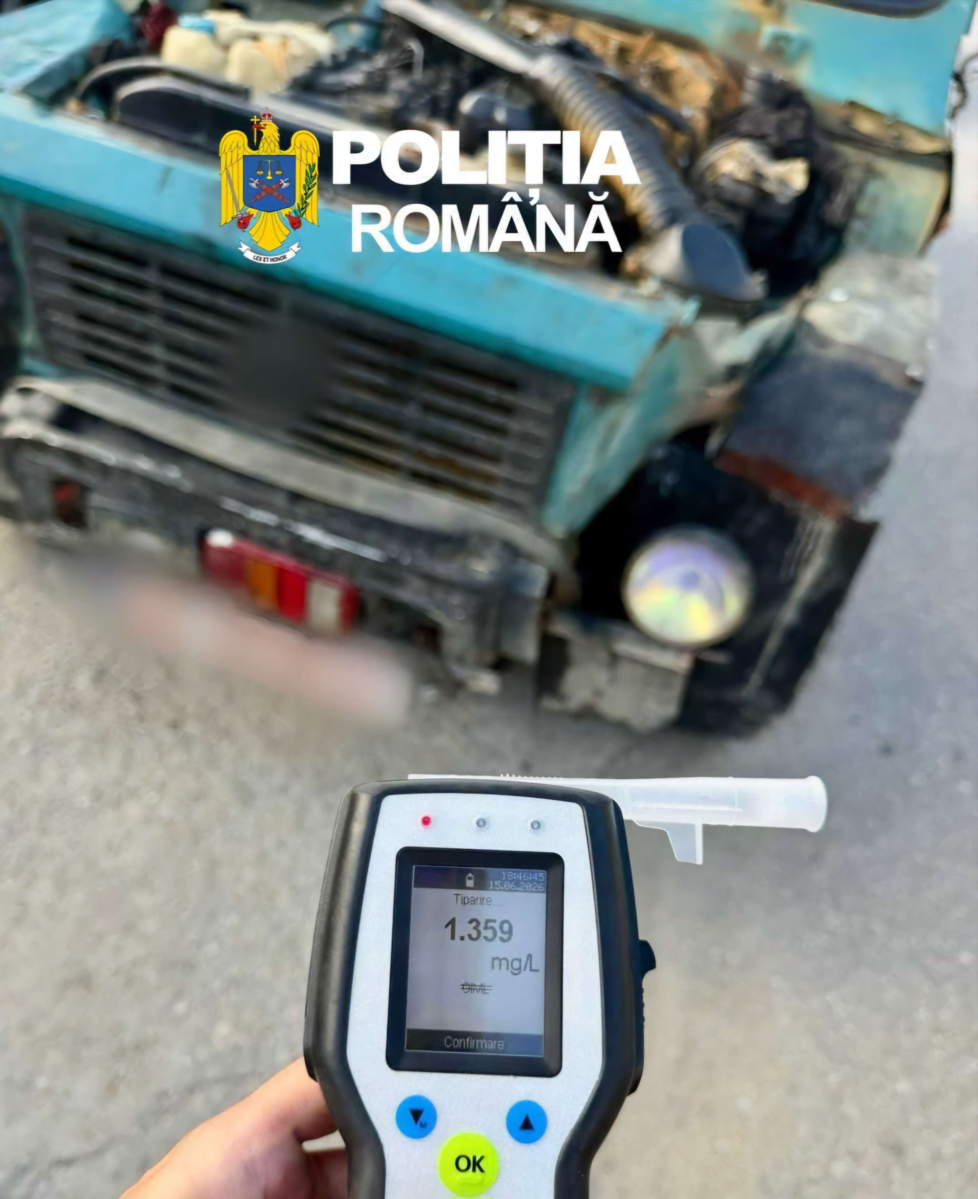 Prins în Ludești cu ARO modificat: Băut criță, fără permis și cu numere false pe DJ 702A!