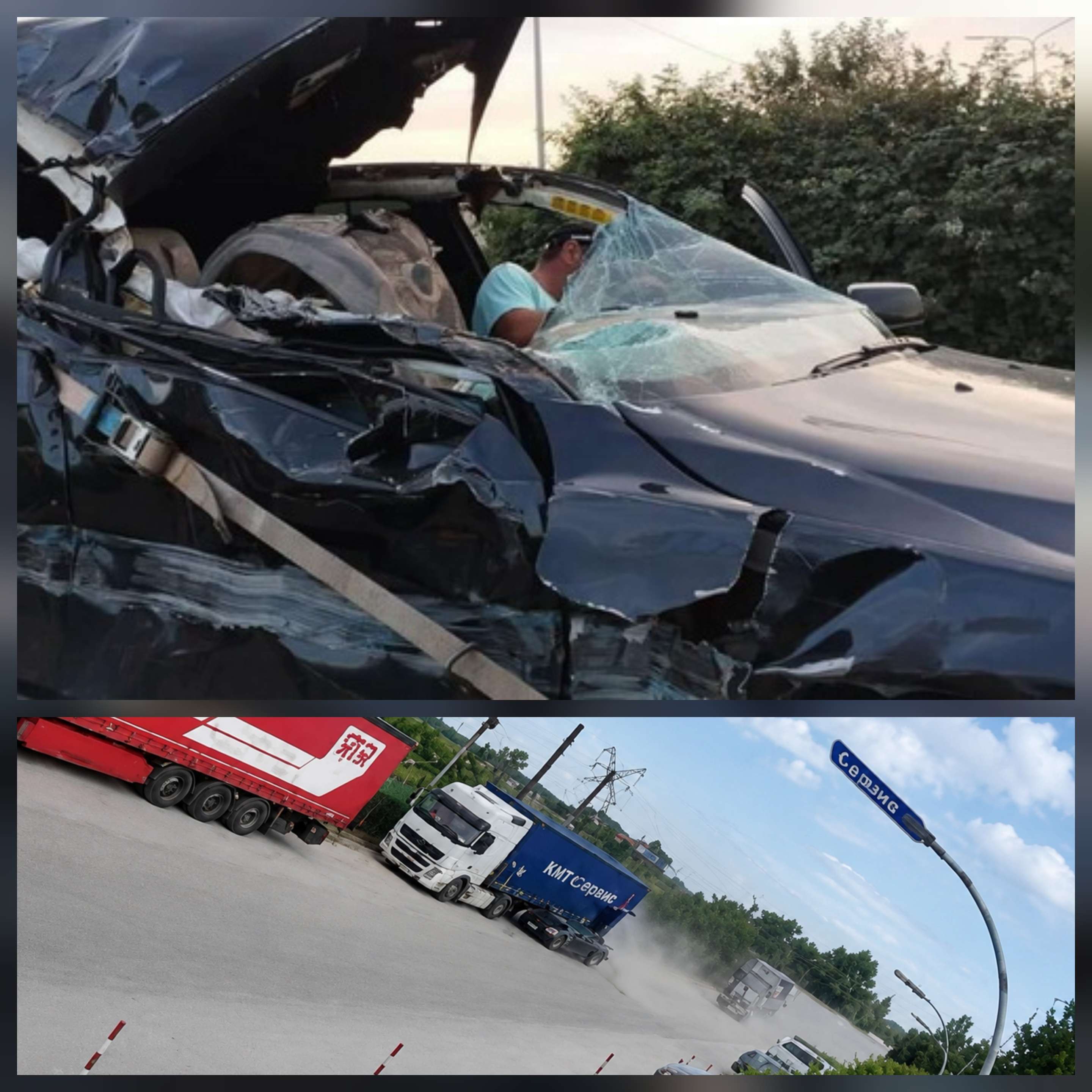 Accident grav în Găești, surprins pe camere: Impact violent după o manevră bruscă