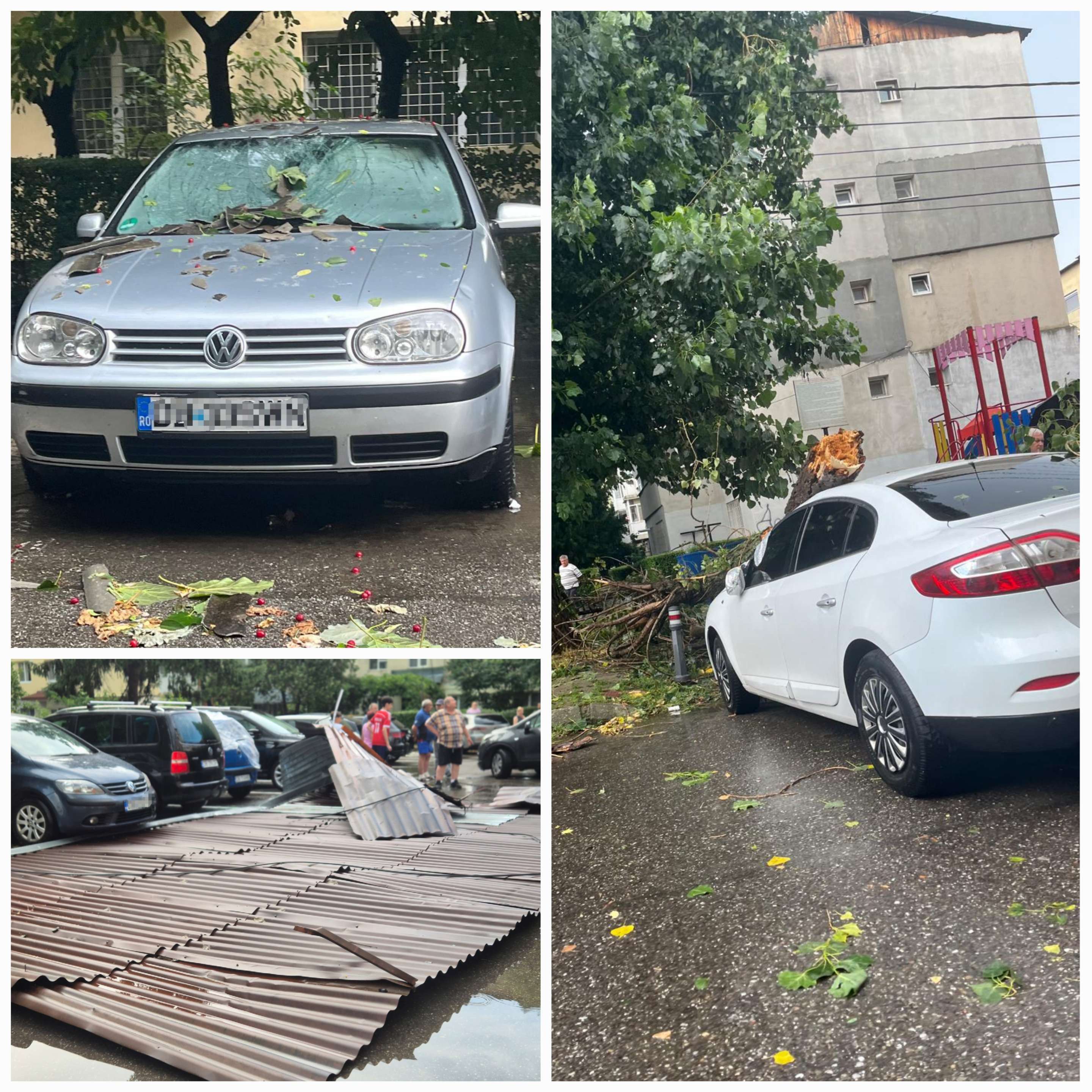 Prăpăd în Târgoviște! Cod Roșu de coșmar: Vijelia a smuls acoperișuri și a zdrobit mașini