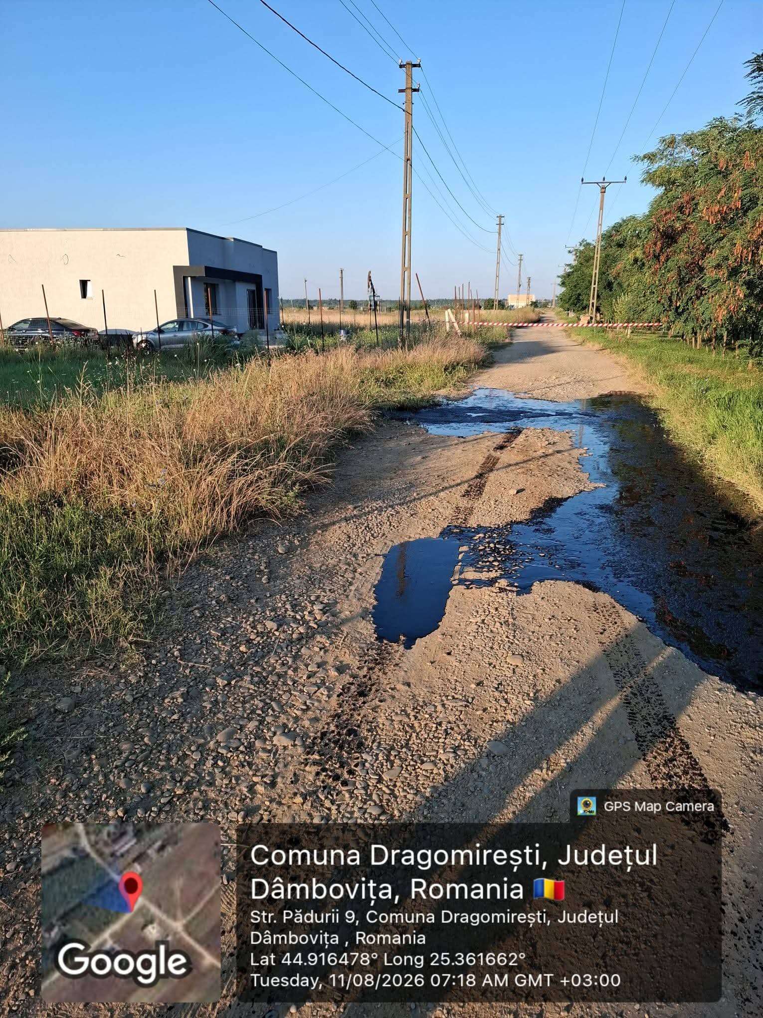 Țiței pe drumul public la Dragomirești! Sancțiune dură după avaria la conductă