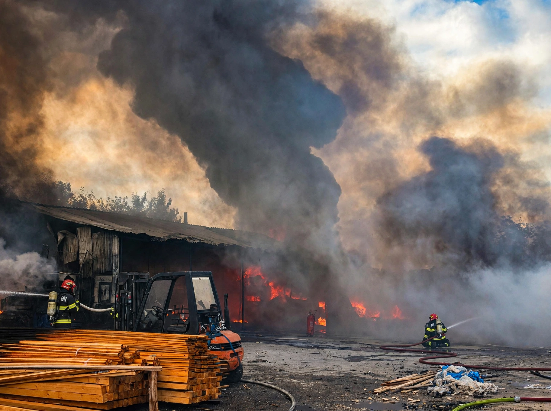 Incendiu puternic la un depozit din Găești: trei persoane rănite, una dusă la spital!