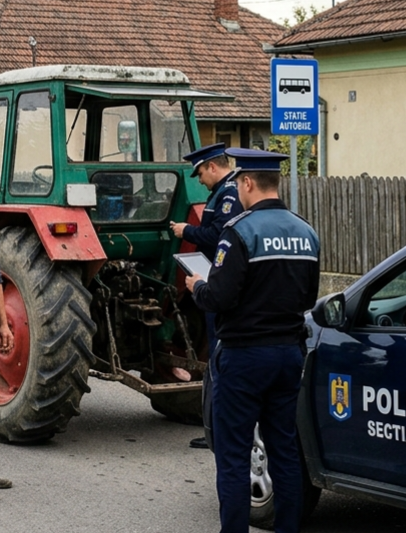 Prins la volanul tractorului neînmatriculat! Ce i-au făcut polițiștii din Dâmbovița