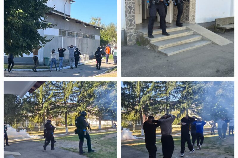 Desfășurare masivă de forte la un liceu din Târgoviște într-un exercițiu tactic