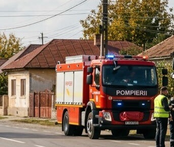 Incendiu puternic în Dâmbovița! Remorca unui camion a luat foc la Săcueni!